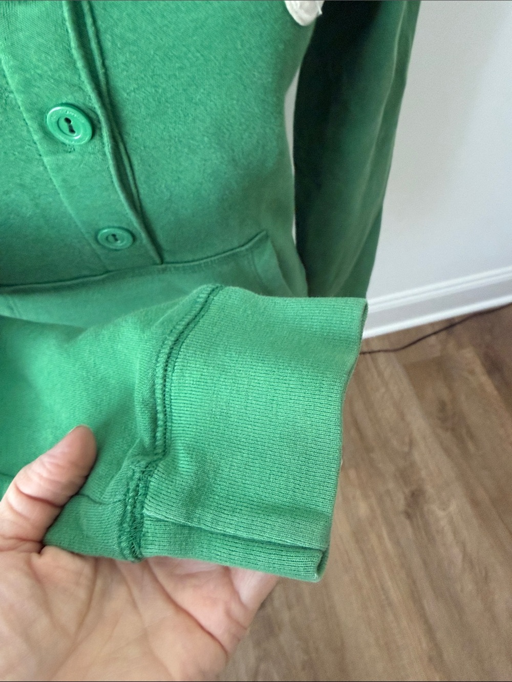 Aeropostale Green Hooded Button-Front Pullover - Picture 3 of 8